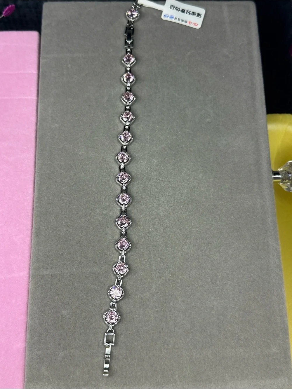 Elegant Pink Crystal Tennis Bracelet - Women Jewelry